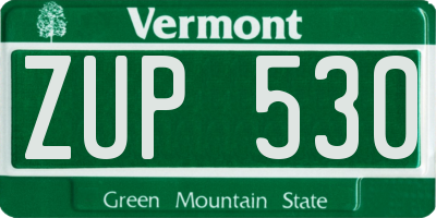 VT license plate ZUP530