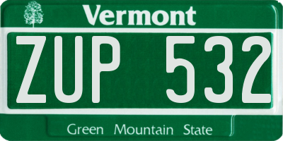 VT license plate ZUP532