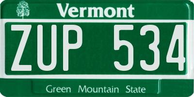 VT license plate ZUP534