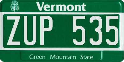 VT license plate ZUP535
