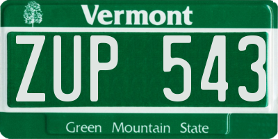 VT license plate ZUP543