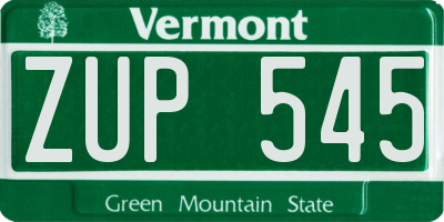 VT license plate ZUP545