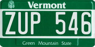 VT license plate ZUP546