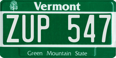 VT license plate ZUP547