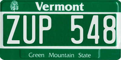 VT license plate ZUP548