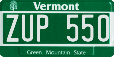 VT license plate ZUP550
