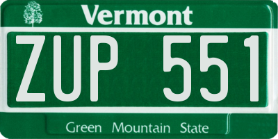 VT license plate ZUP551