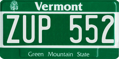 VT license plate ZUP552