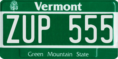 VT license plate ZUP555