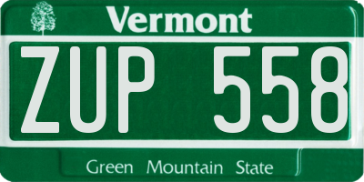 VT license plate ZUP558
