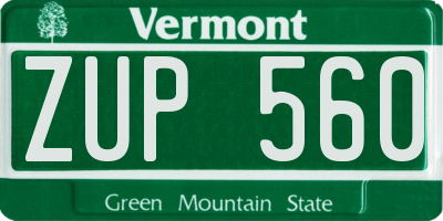 VT license plate ZUP560