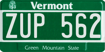 VT license plate ZUP562