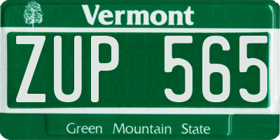 VT license plate ZUP565