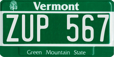 VT license plate ZUP567