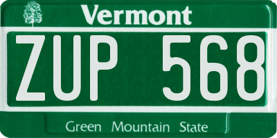 VT license plate ZUP568