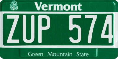 VT license plate ZUP574