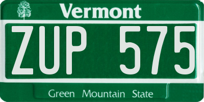 VT license plate ZUP575