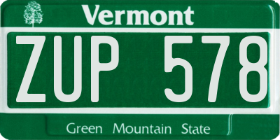 VT license plate ZUP578