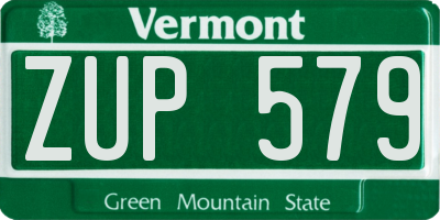 VT license plate ZUP579