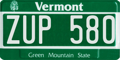VT license plate ZUP580