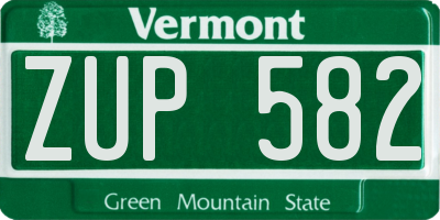 VT license plate ZUP582