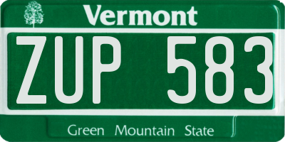 VT license plate ZUP583