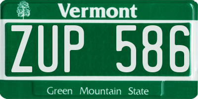 VT license plate ZUP586