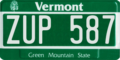 VT license plate ZUP587