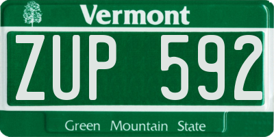 VT license plate ZUP592