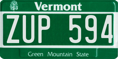 VT license plate ZUP594