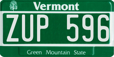 VT license plate ZUP596