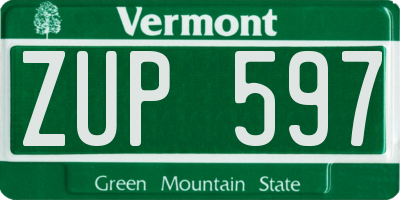VT license plate ZUP597