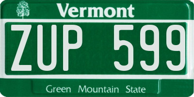 VT license plate ZUP599
