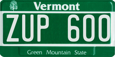 VT license plate ZUP600