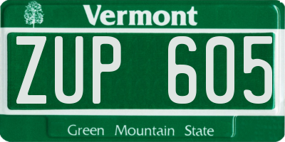 VT license plate ZUP605