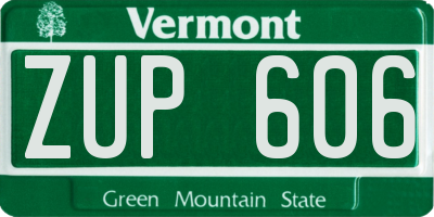 VT license plate ZUP606