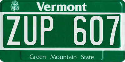 VT license plate ZUP607