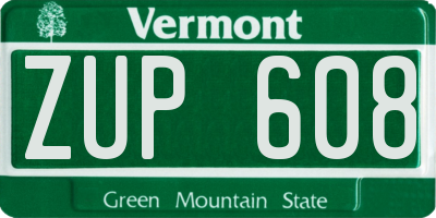 VT license plate ZUP608