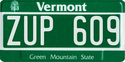 VT license plate ZUP609