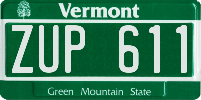 VT license plate ZUP611