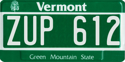 VT license plate ZUP612