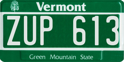 VT license plate ZUP613