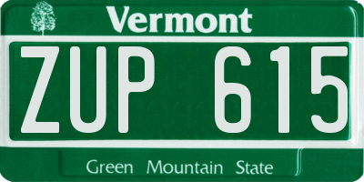 VT license plate ZUP615