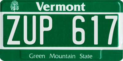VT license plate ZUP617