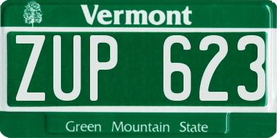VT license plate ZUP623