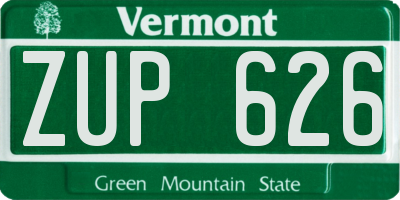 VT license plate ZUP626