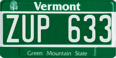 VT license plate ZUP633