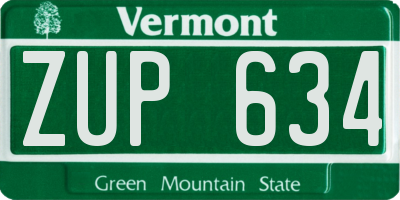 VT license plate ZUP634