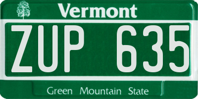 VT license plate ZUP635