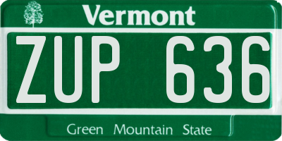 VT license plate ZUP636